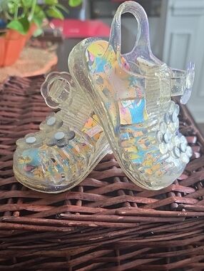 Clear Glitter Jelly Infant Sandals  with Multicolor Insole